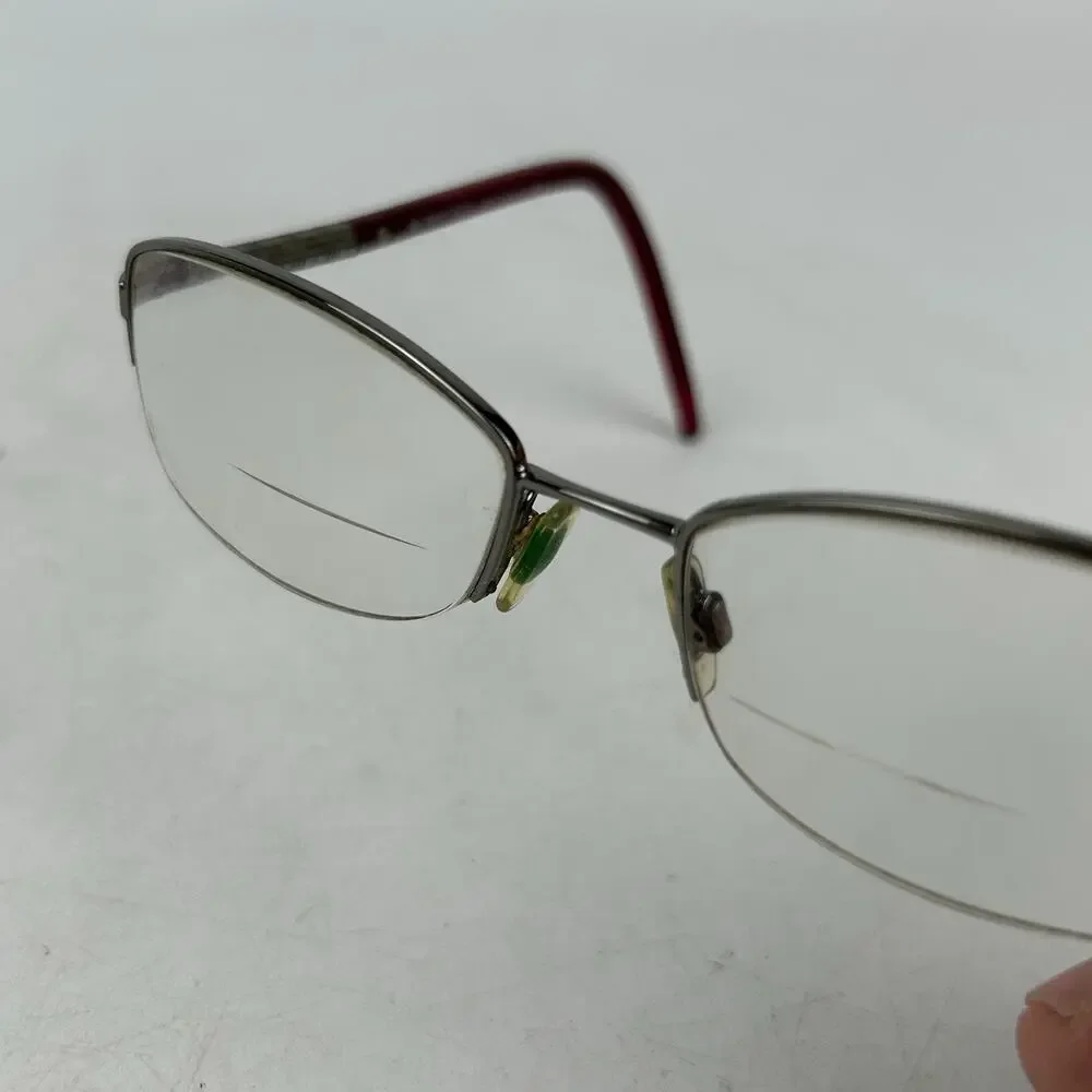 Burberry Eyeglasses B‎ 1157 1003 Size 52-17-135 Silver Maroon Rectangle Frames